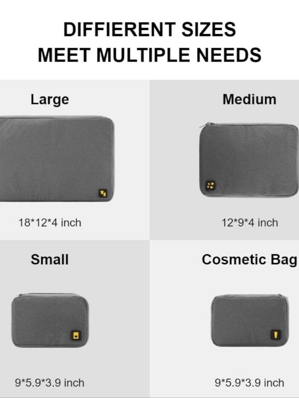 LEVEL8 4 Set Zipper Packing Cubes - Picture 12 of 12